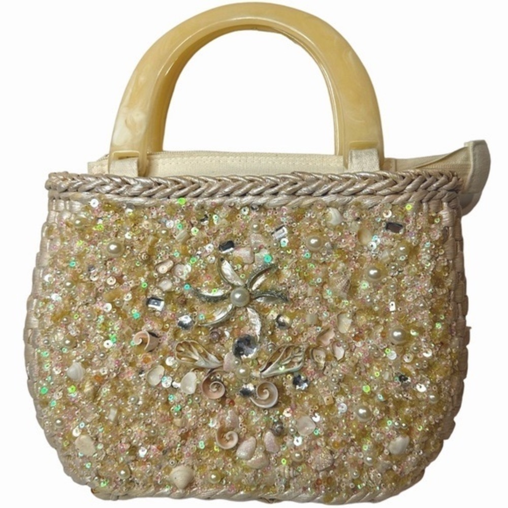 Vintage Cappelli Straworld Weaved Embellished Tote